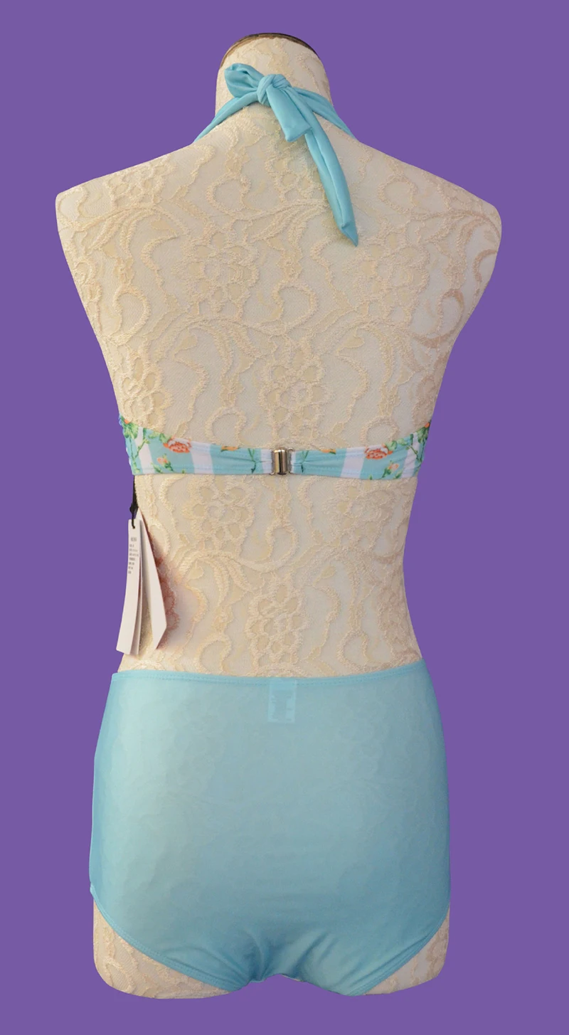 S-XL Женщин Купальники Неопрена Бикини Высокая Талия Сломанной Цветок Плюс Размер