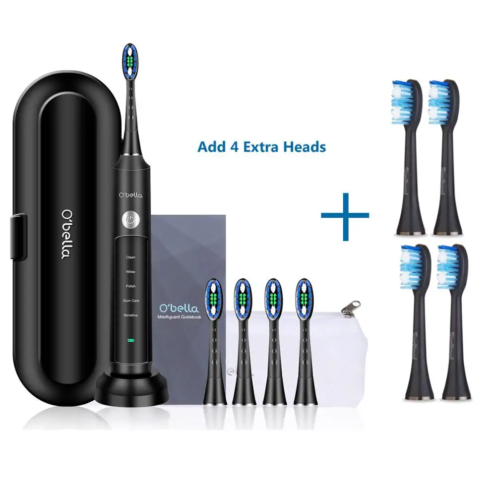 Add 4 Brush Heads О 'Белла RM-ST071B звуковая электрическая зубная щетка Корабль из России 48000 об/мин перезаряжаемые взрослые зубные щетки с 4 шт DuPont головки - Цвет: Add 4 Brush Heads