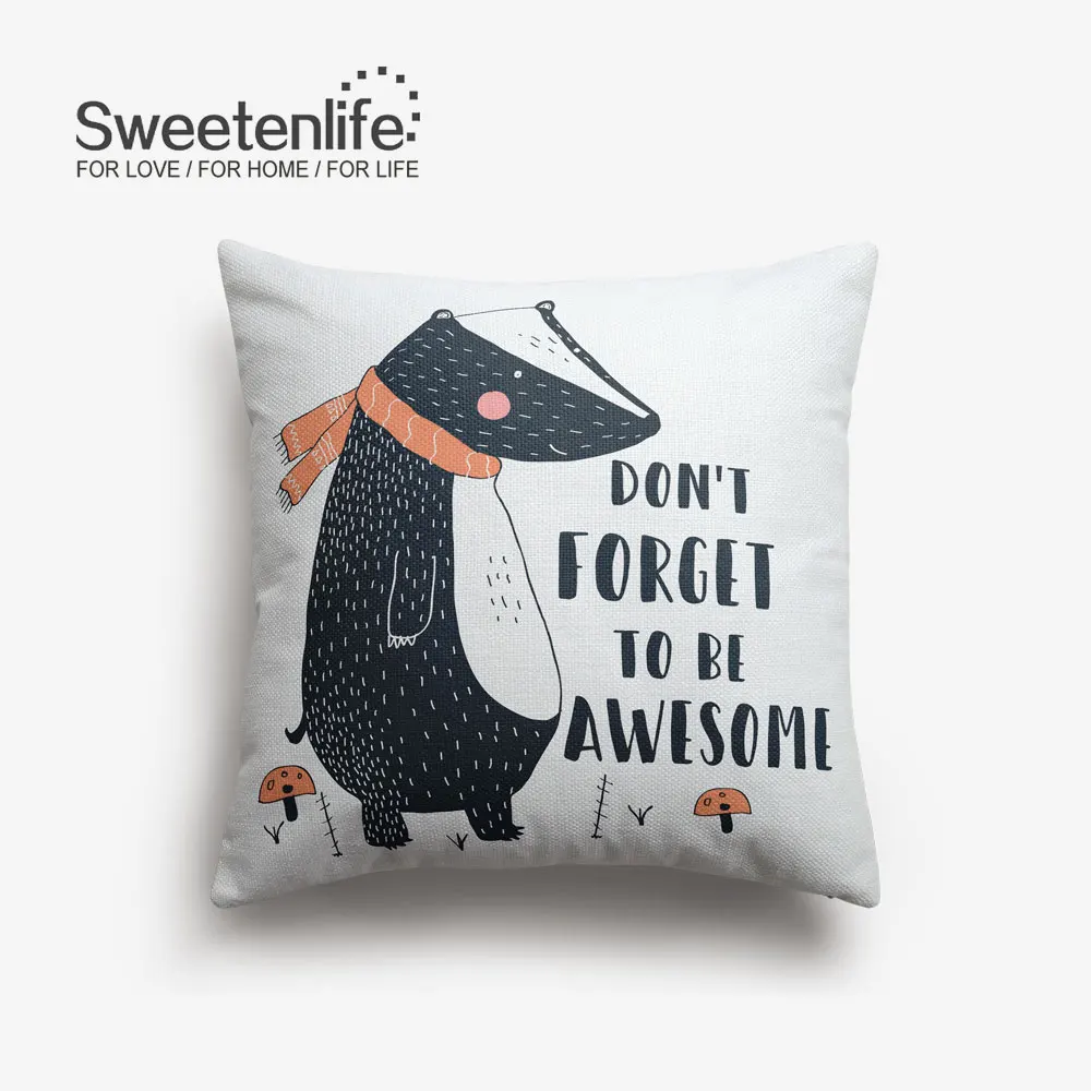 Sweetenlife акварель милые бегущая лиса Чехлы зеленого цвета с узором в виде листьев, Подушка для стула, 45x45 см/30x50 см наволочки Декор
