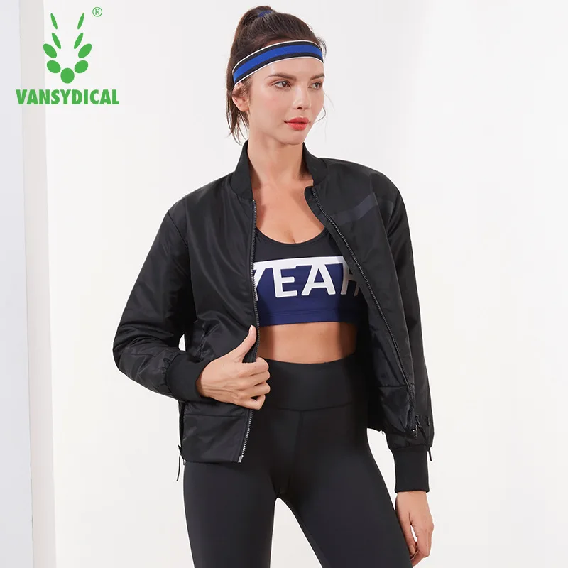 

Vansydical Winter Warm Sports Padded Coat Women's Zipper Long Sleeve Windproof Sportswear Tops Outdoor Workout Running Jackets