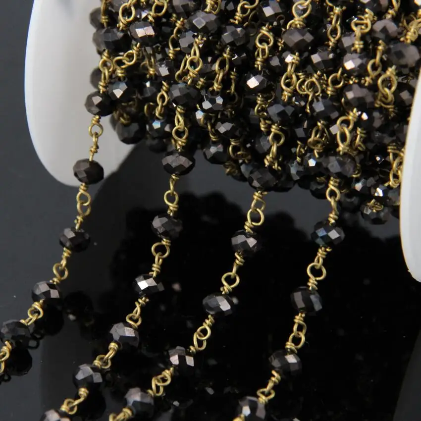 5 метров бусины-цепочки из черного стекла с гранеными стеклянными бусинами |