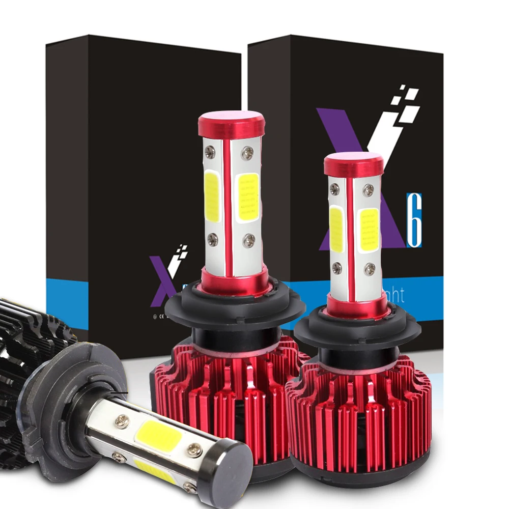 2 шт X6 Led car H11 H7 H4 H1 H3 H8 9006 9005 9007 5202 светодиодные лампы для авто 6500k противотуманные