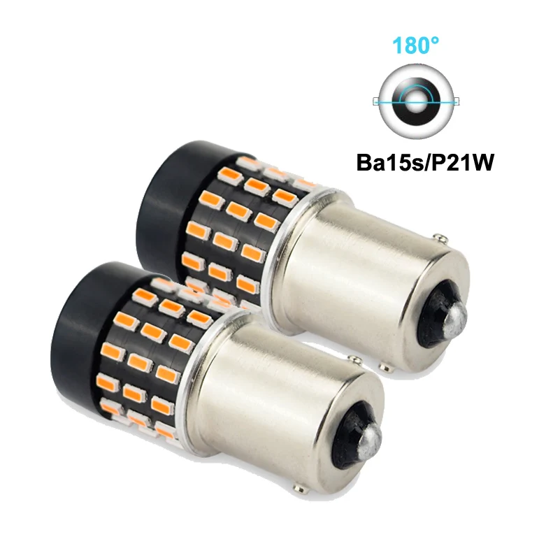 Ba15s P21w OXILAM 2 шт. PY21W P21W лампа светодиодный Автомобильная Поворотная сигнальная лампа светильник 1156 Ba15s Bau15s 54SMD 3014 светодиодный авто лампы 12V янтарно-желтый - Испускаемый цвет: Ba15s P21w