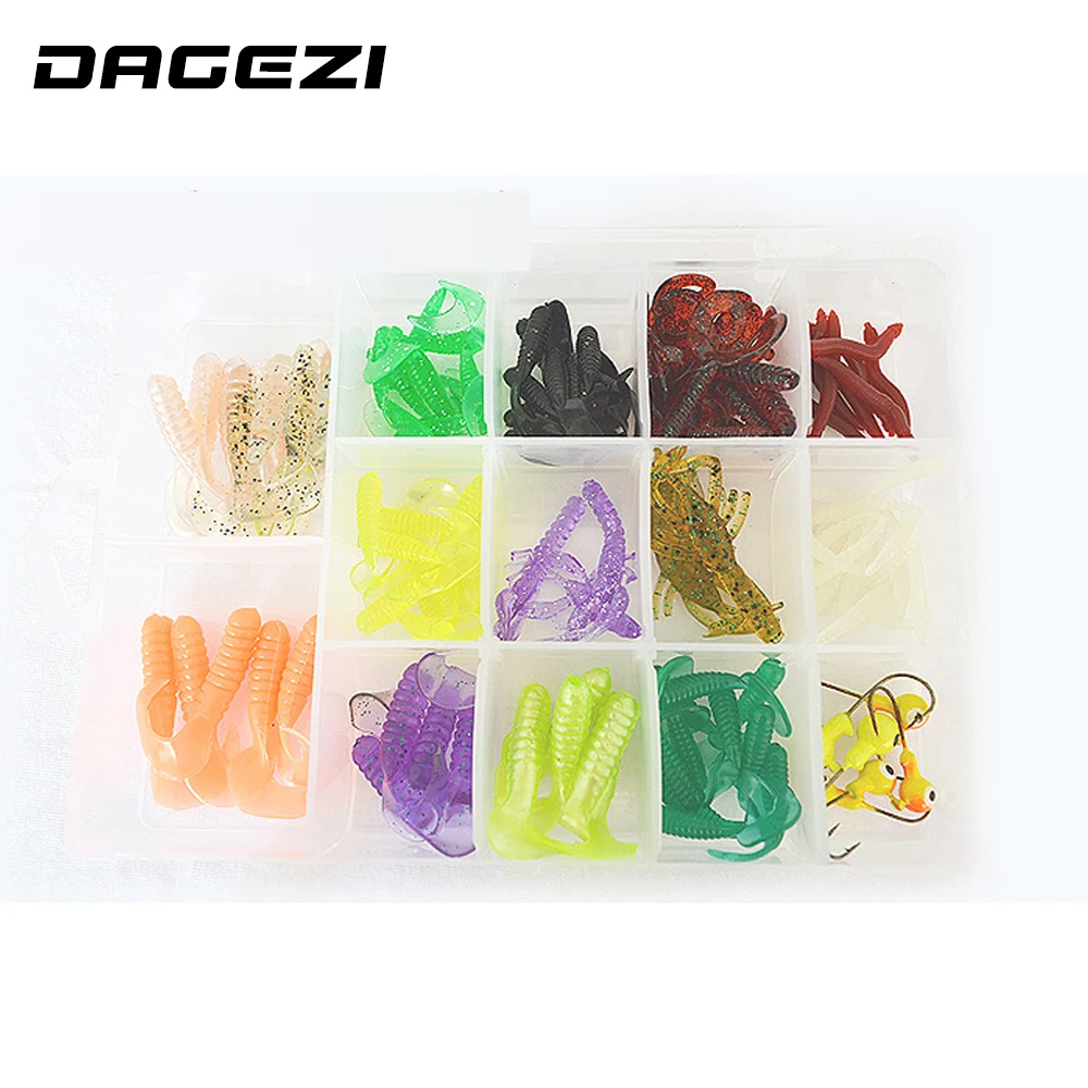 DAGEZI 104 шт./компл. набор пластиковых рыболовных приманок в коробке Мягкая приманка