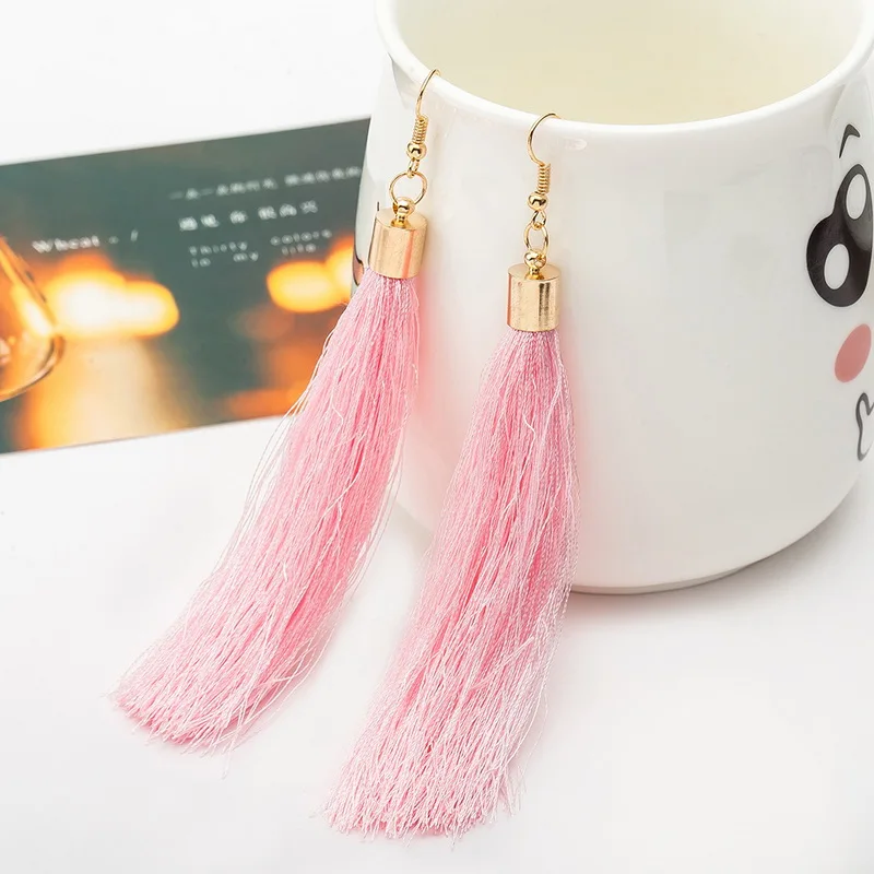 Женские богемные серьги с кисточками длинные подвески в этническом стиле 18