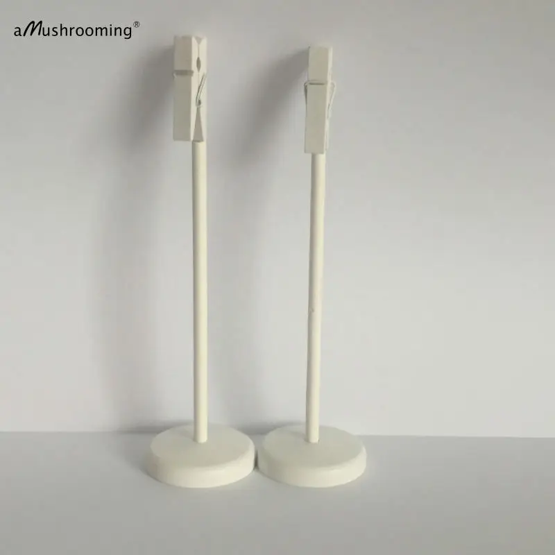 X6 белые свадебные принадлежности мини Деревянные прищепки на палочке подставка