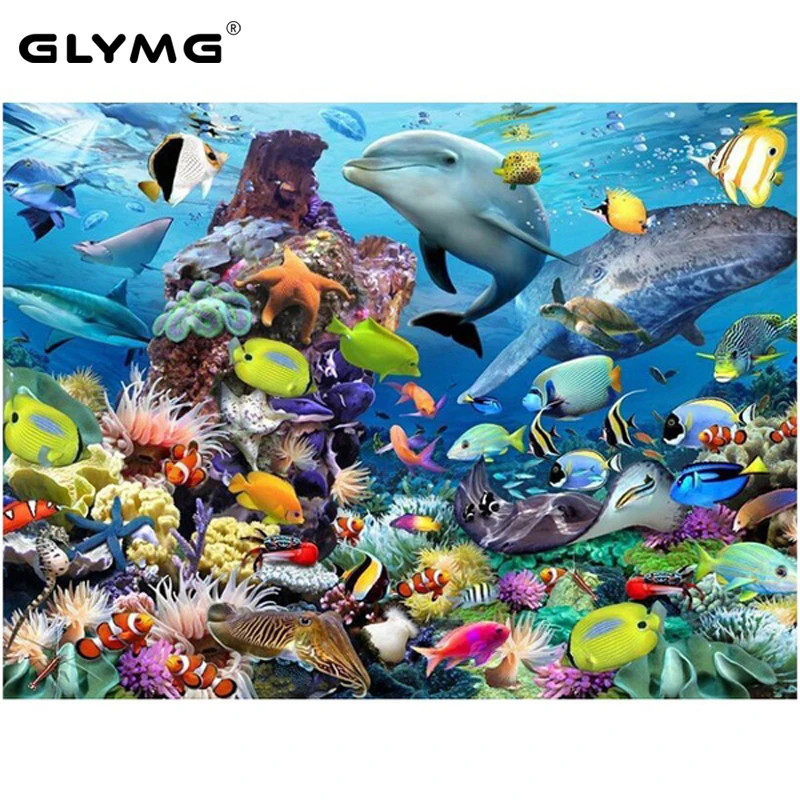 GLymg 5D Сделай Сам морской мир дельфины алмазная вышивка тропическая рыба картина