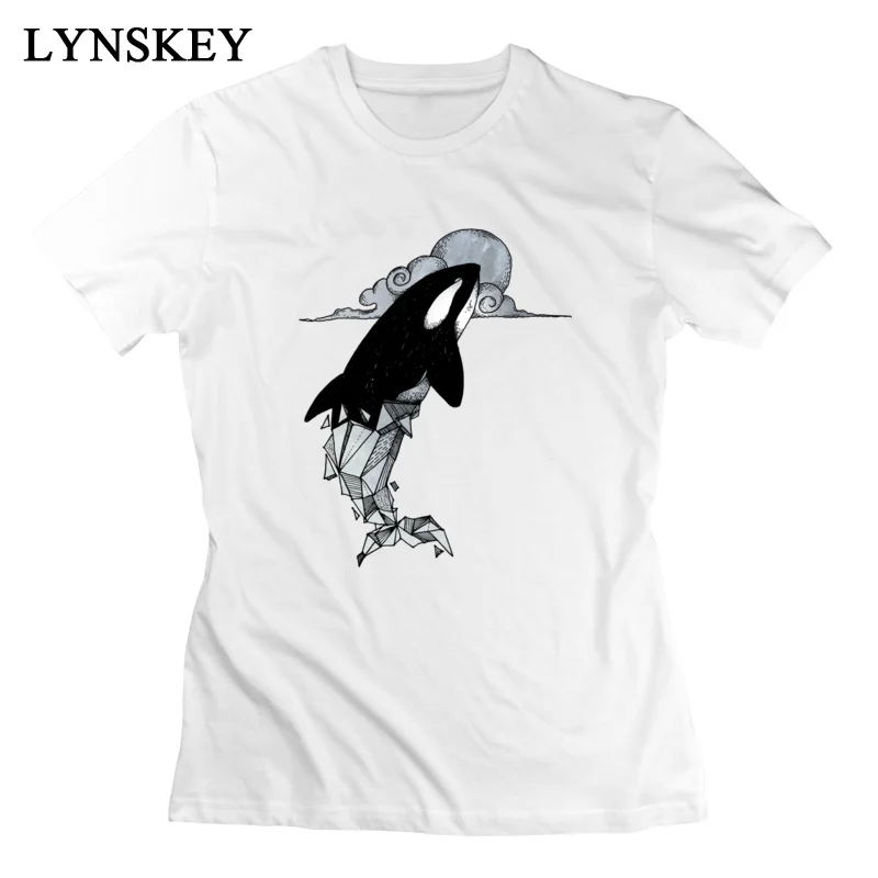 Женская хлопковая Футболка с рисунком морского Кита без пуговиц|tshirt women|ladies