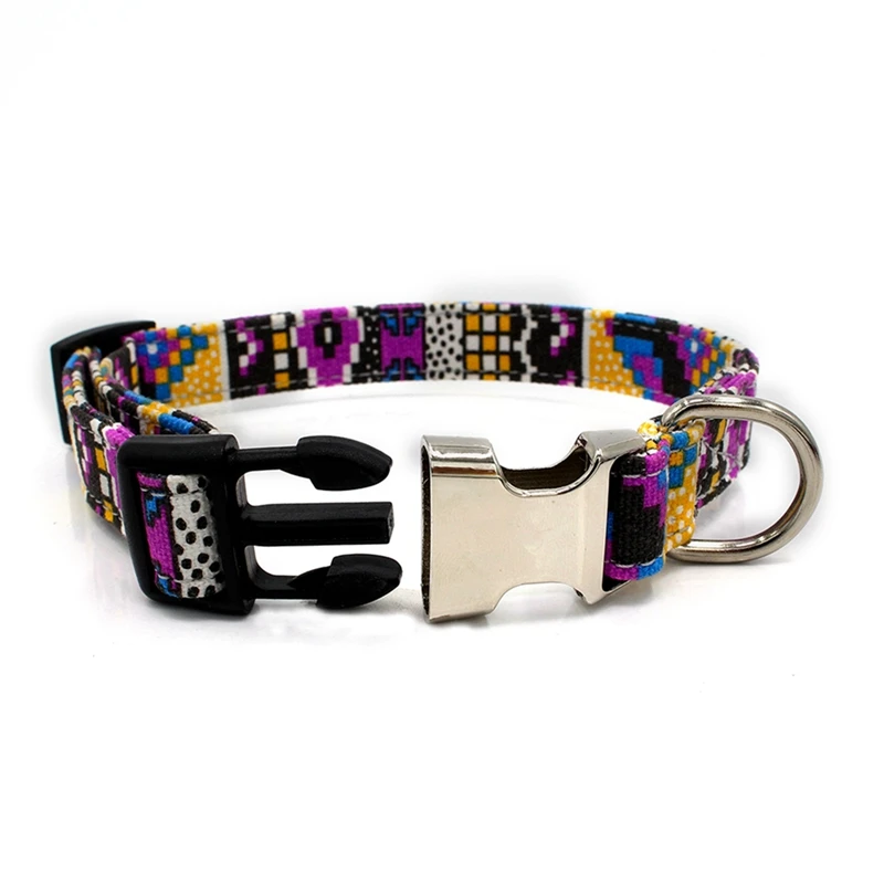 Dog Bohemian Collar Engraved Pet Name Anti-lost Dogs Neck Strap ID Tag Nylon Adjustable | Дом и сад