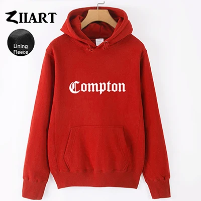 Red Compton Готический шрифт хип хоп Рэп пара одежда осень зима флисовые мужские толстовки для мальчиков ZIIART - Цвет: Red