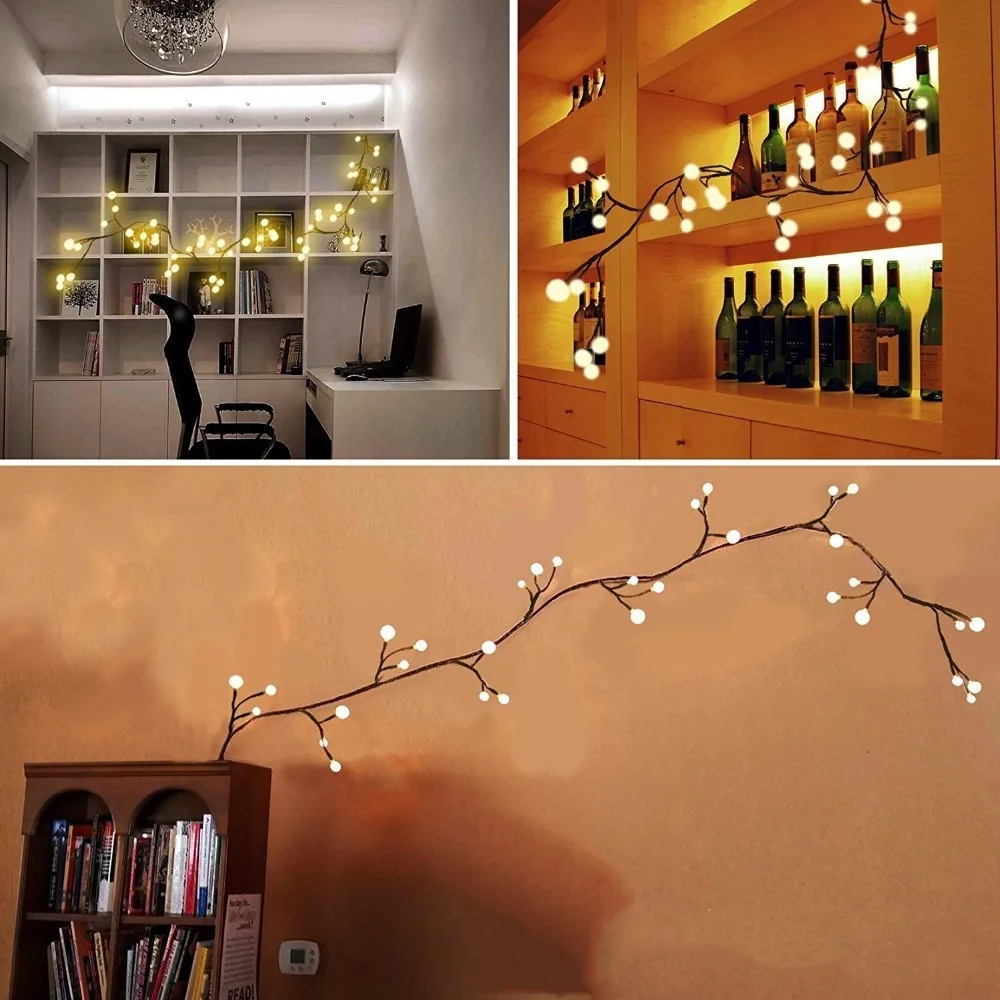 Ветка светодиодов Строка Фея огни ЕС/США Plug Водонепроницаемый 72 светодиоды для