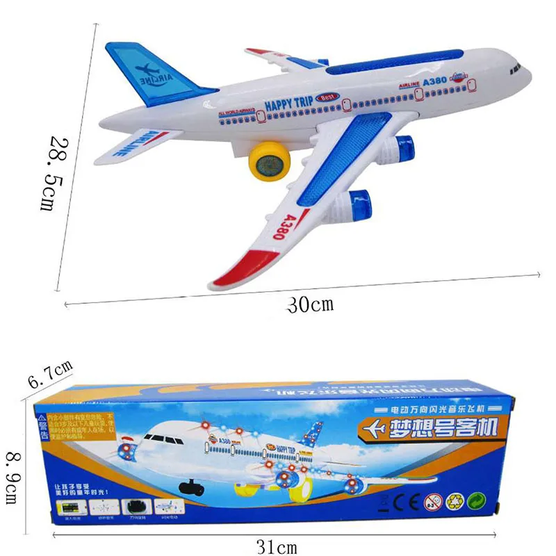 Мигает Музыка электрический A380 модель самолета игрушка ABS светодиодный свет