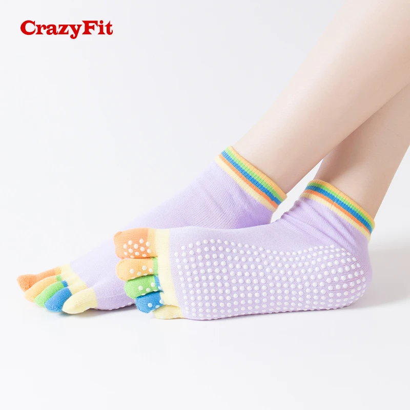 CrazyFit 2018 носки для йоги Нескользящие хлопковые спортивные пилатеса с пятью