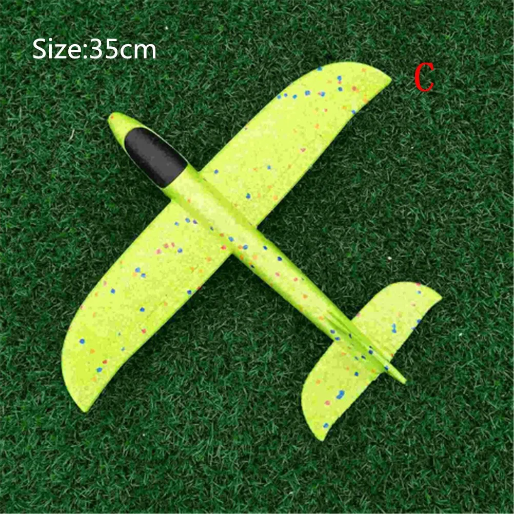 35cm green 15 видов стилей EVA самолет из пенопласта ручной запуск метательный планер инерционный пенный самолет модель самолета игрушки для улицы - Цвет: 35cm green
