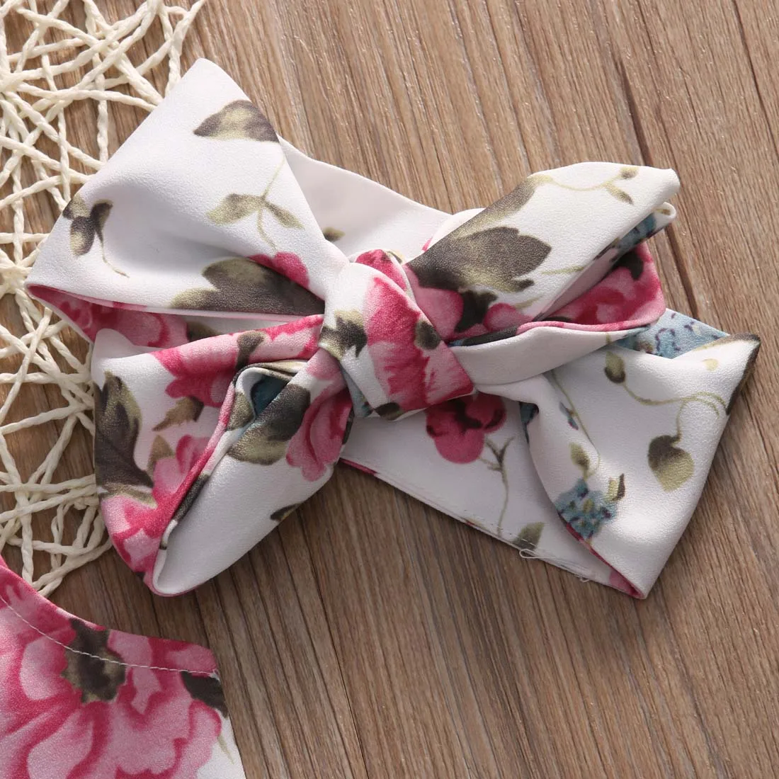 

Babies Floral Bodysuits Infant Baby Girl Flower Turn-up Collar Bodysuit+Headband Playsuit Jumpsuit Outfits Sunsuit Clothes