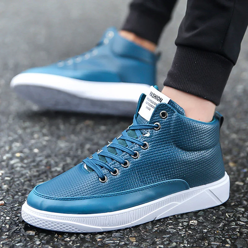 Высокие кроссовки 2020 модные удобные мужские повседневные на шнуровке белые