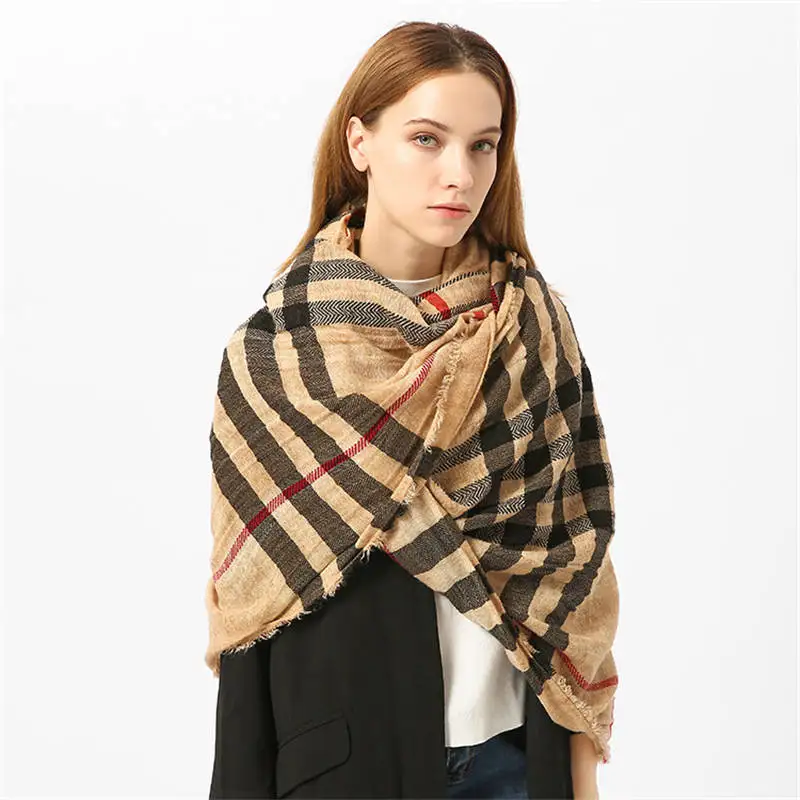 Зимний шарф 2017 кашемира Женщины Plaid Blanket scarf новый дизайнер основных шали Модные