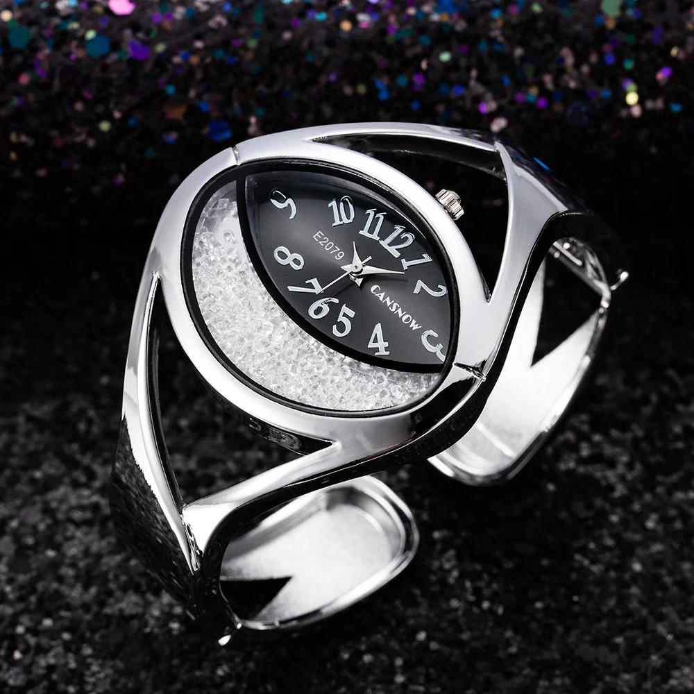 

Unique Design Quartz Women Wristwatch Luxury Silver Diamond Bracelet Watches Eyes Shape Fashion Casual Ladies Clock Moda Mujer