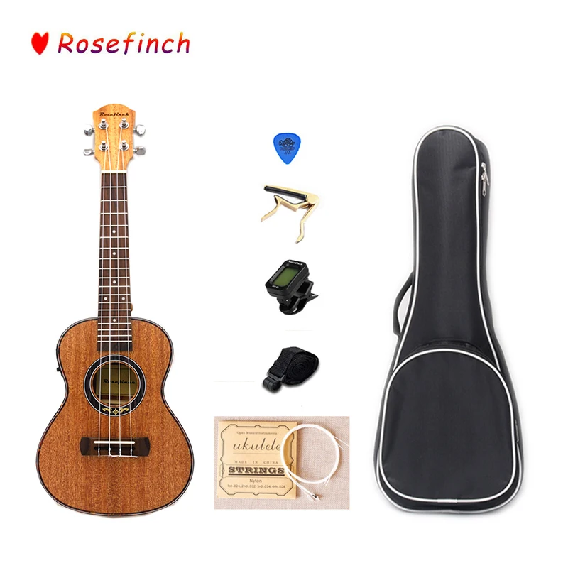 

23 Inch 4 Strings Mahogany Electric Ukulele Pickup Ukulele Sets with Bag Tuner Hawaii Mini Guitar Music Instrument UK2305C-EQ
