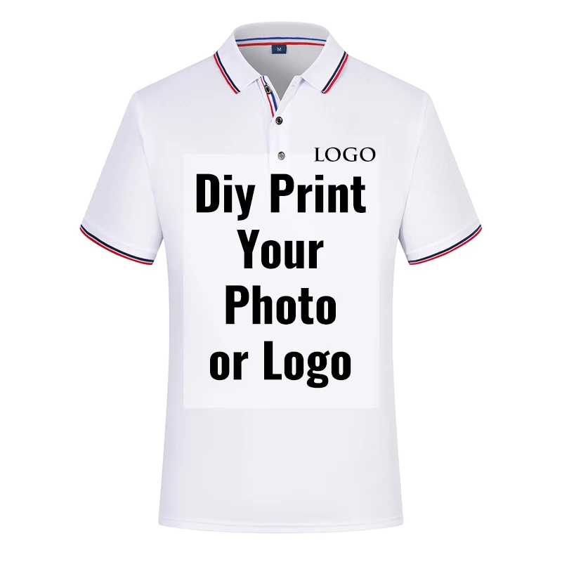 Мужская и женская хлопковая рубашка поло однотонная Классическая с принтом на