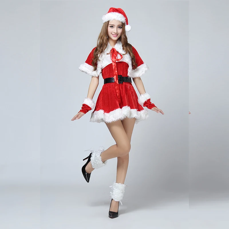 Горячая новинка модное Золотое бархатное сексуальное платье для взрослых Санта