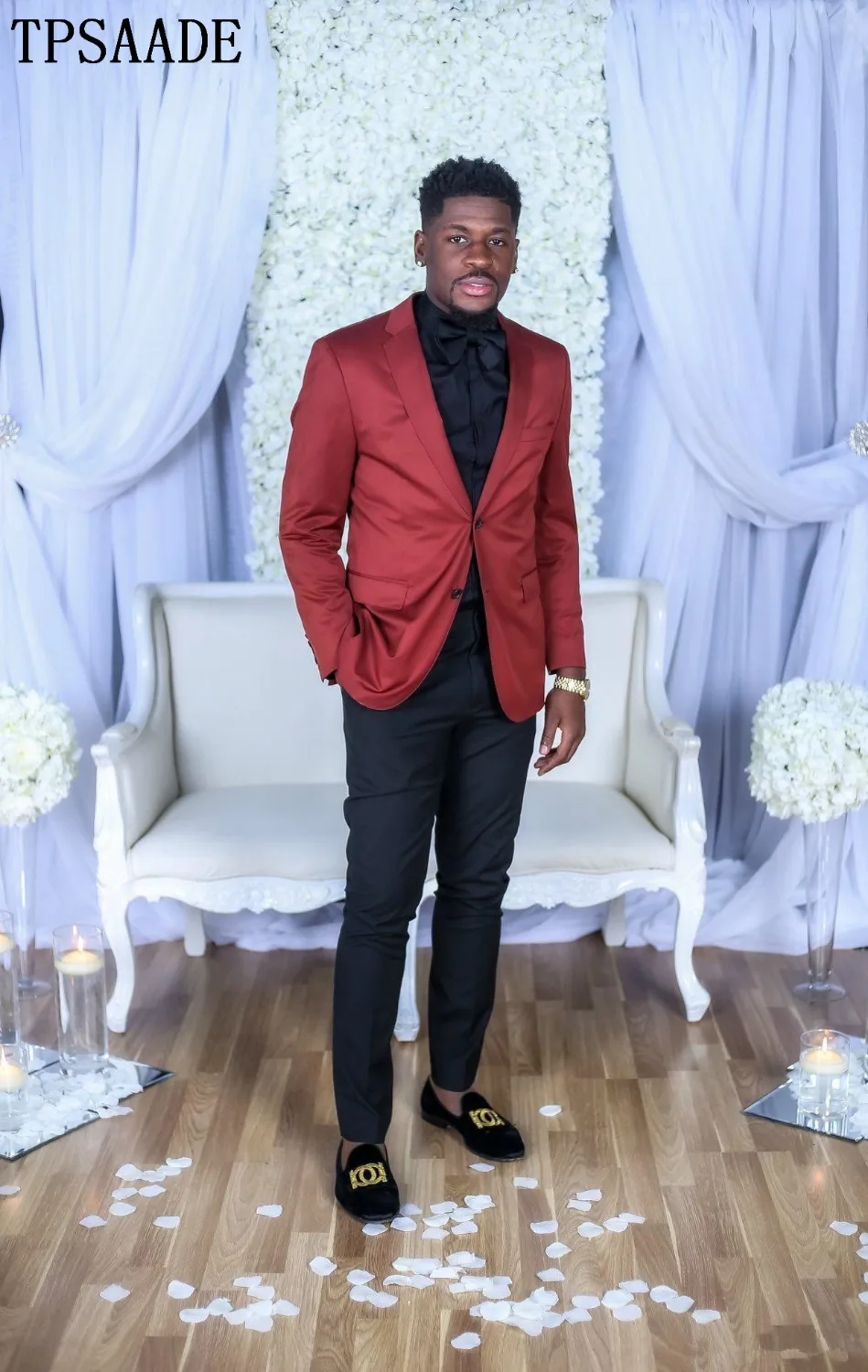 Смокинги жениха зубчатый отворот две кнопки мужские свадебные костюмы костюм