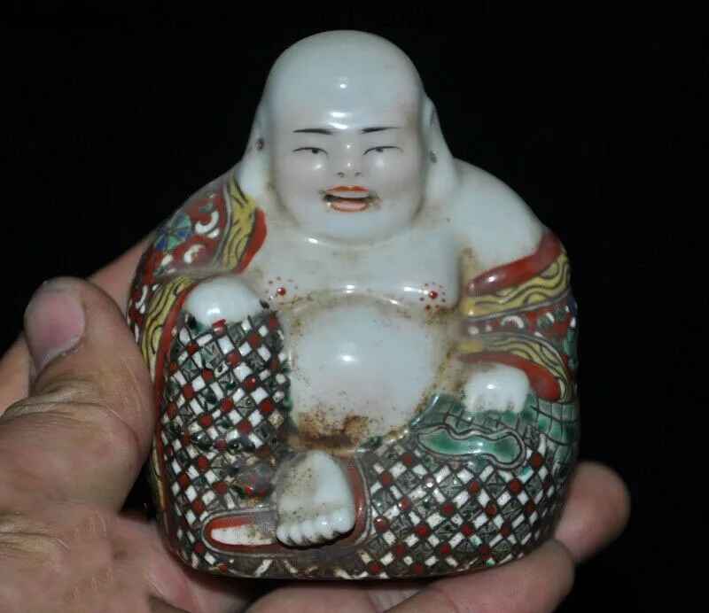 

Свадебное украшение, Китайский буддизм, фарфор Wucai глазурь, богатство, счастливый смех, статуя Будды матреи