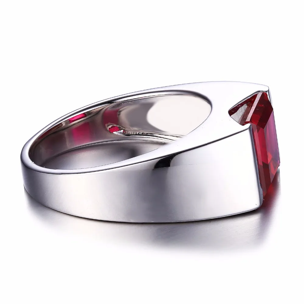 Jewelrypalace мужская Площадь 3.3ct Создано Красный Рубин 925 Щепка Обручальное Кольцо для