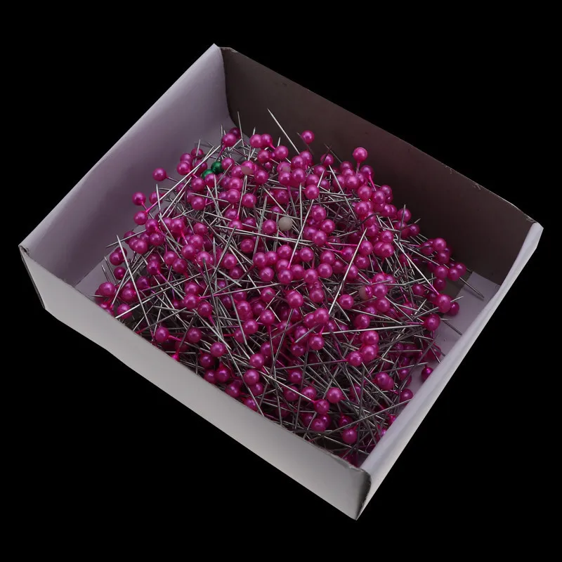 rose red 800 шт круглая жемчужная головка, аксессуары для шитья, иголки, булавка для шитья, Свадебный корсаж для невесты, 38 мм, разноцветные жемчужные иглы с круглой головкой - Цвет: rose red