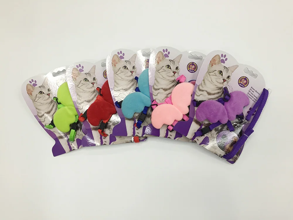 

1000pcs/lot Small Colorful Pet Cat Dog Harness and Leash Set with Angel Wings for Small Dogs Cats