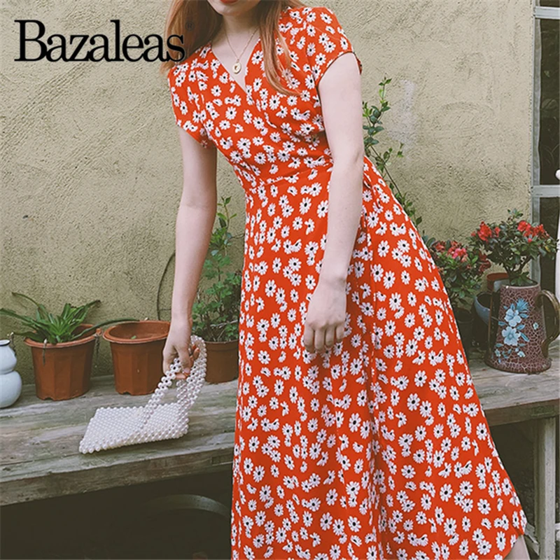 Винтажное платье с завязками на талии Vestidos шикарное красное цветочным принтом