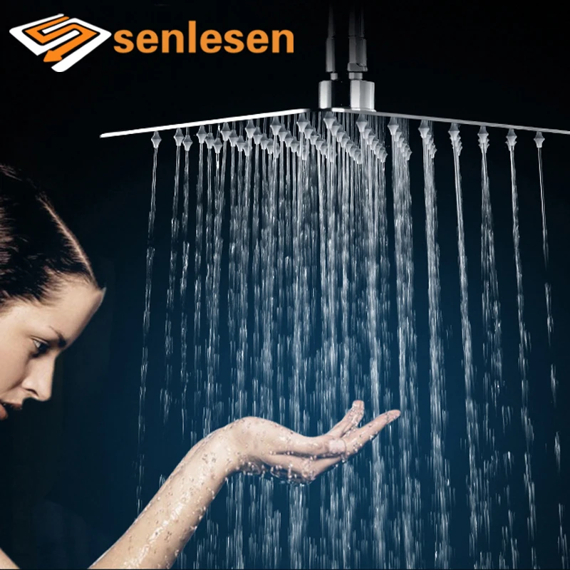 

Senlesen Promotion Free Shipping Luxury Chrome Brass Rain Shower Head Top Over-head Shower Sprayer Square Style