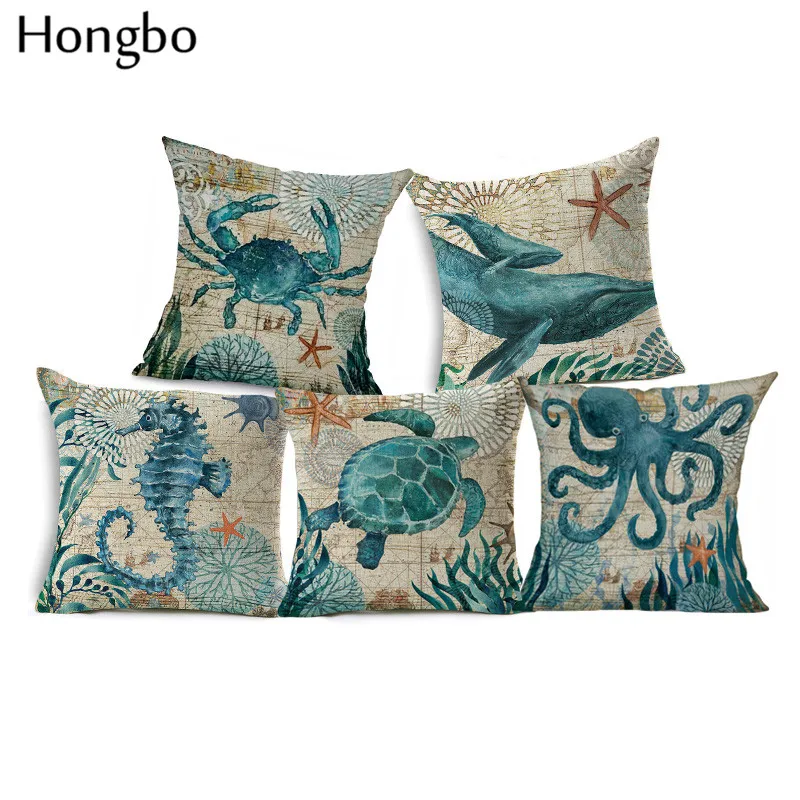 Чехол Hongbo с рисунком морских животных черепашек осьминогов подушка чехол на