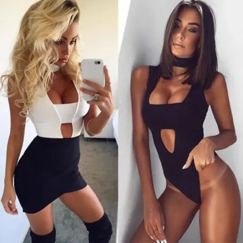 Новинка 2018 сексуальный женский Облегающий комбинезон без рукавов на молнии с V