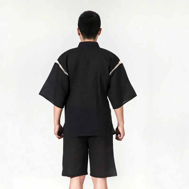 Летнее традиционное японское кимоно для мужчин хлопок Seersuckers Yukata мужской банный