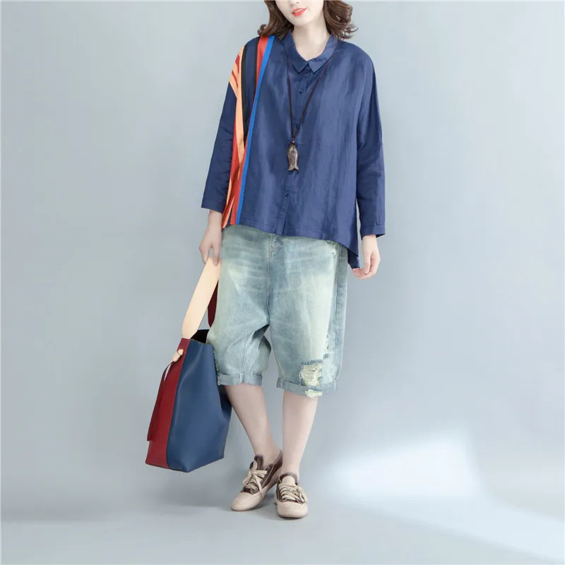 Женская блузка в полоску elseisle летняя с рукавом летучая мышь большие размеры |