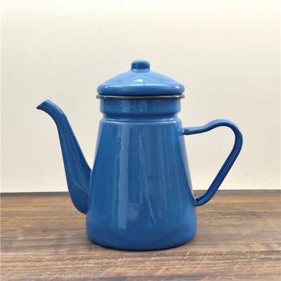 blue 0.9L Чайник эмалированный горшок Waterkoker чайный горшок винтажный домашний декор - Цвет: blue 0.9L