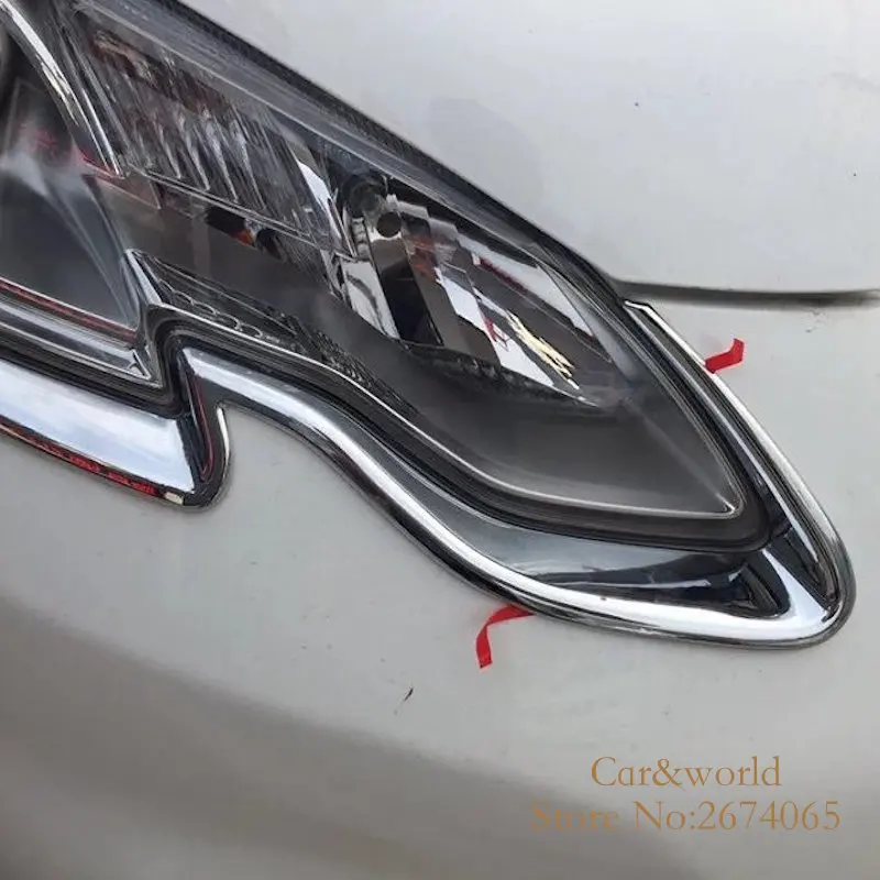 ABS хром для 2014 2015 2016 Peugeot 2008 налобный фонарь бровей накладка на переднюю фару