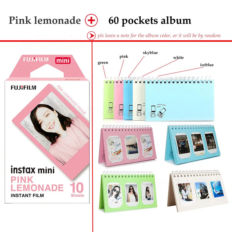 Fujifilm Instax Mini Film Pink Lemonade 10 листов для 9 8 7s 70 90 25 мгновенная полироидная камера