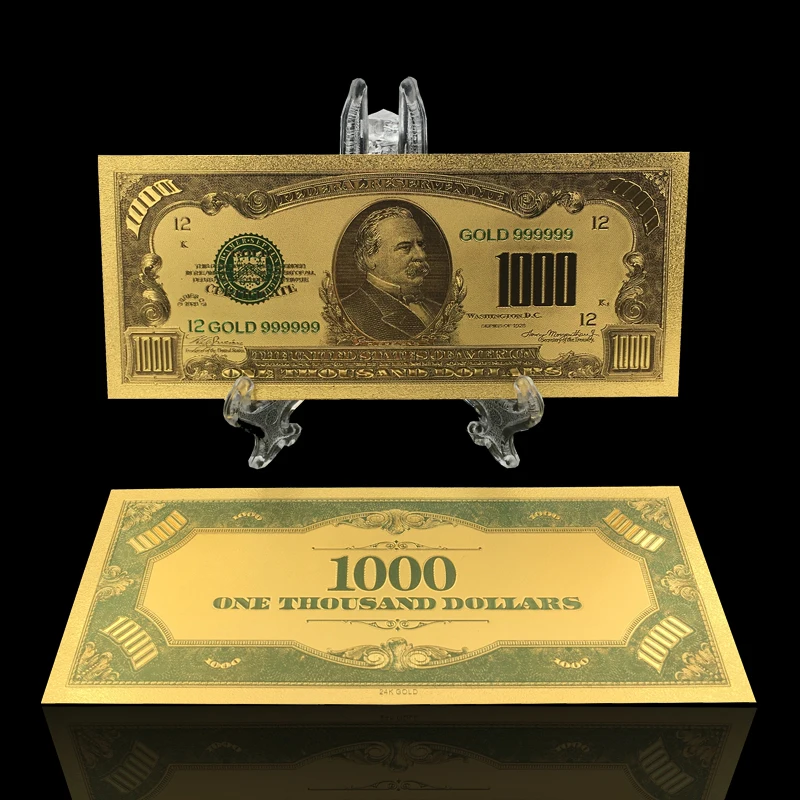 Роскошные офисные украшения серебро 24 карата Банкнота американский доллар 1000