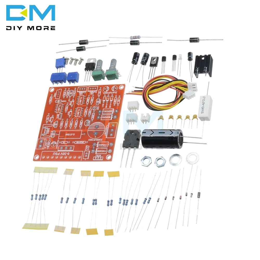 Красный 0 30 в 2mA 3A непрерывно регулируемый DC Регулируемый источник питания DIY
