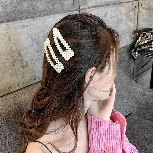 

2019 Fashion 2-8pcs/set Women Pearl Hair Clip Snap Hair Barrette Stick Hairpin Hair Accessories For Women Girls Headbands