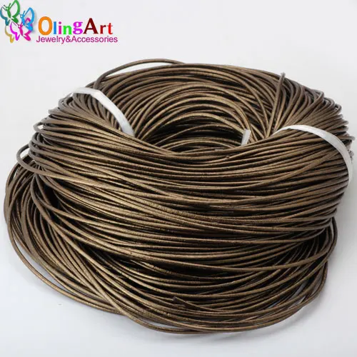 OlingArt 2mm 100Yard/Lot Craft Pearl Color Round Leather Cord Golden Silver DIY necklace Bracelet earrings jewelry making - Цвет: 008 100yard