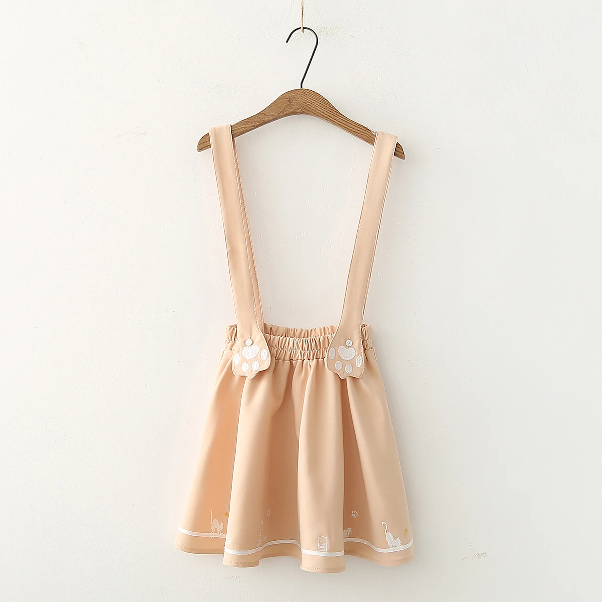 Yellow Skirt Милая юбка с вышивкой в виде кота, Женская мини-юбка на подтяжках в консервативном стиле, японские корейские юбки Харадзюку для девочек в стиле Лолиты, Kawaii - Цвет: Yellow Skirt