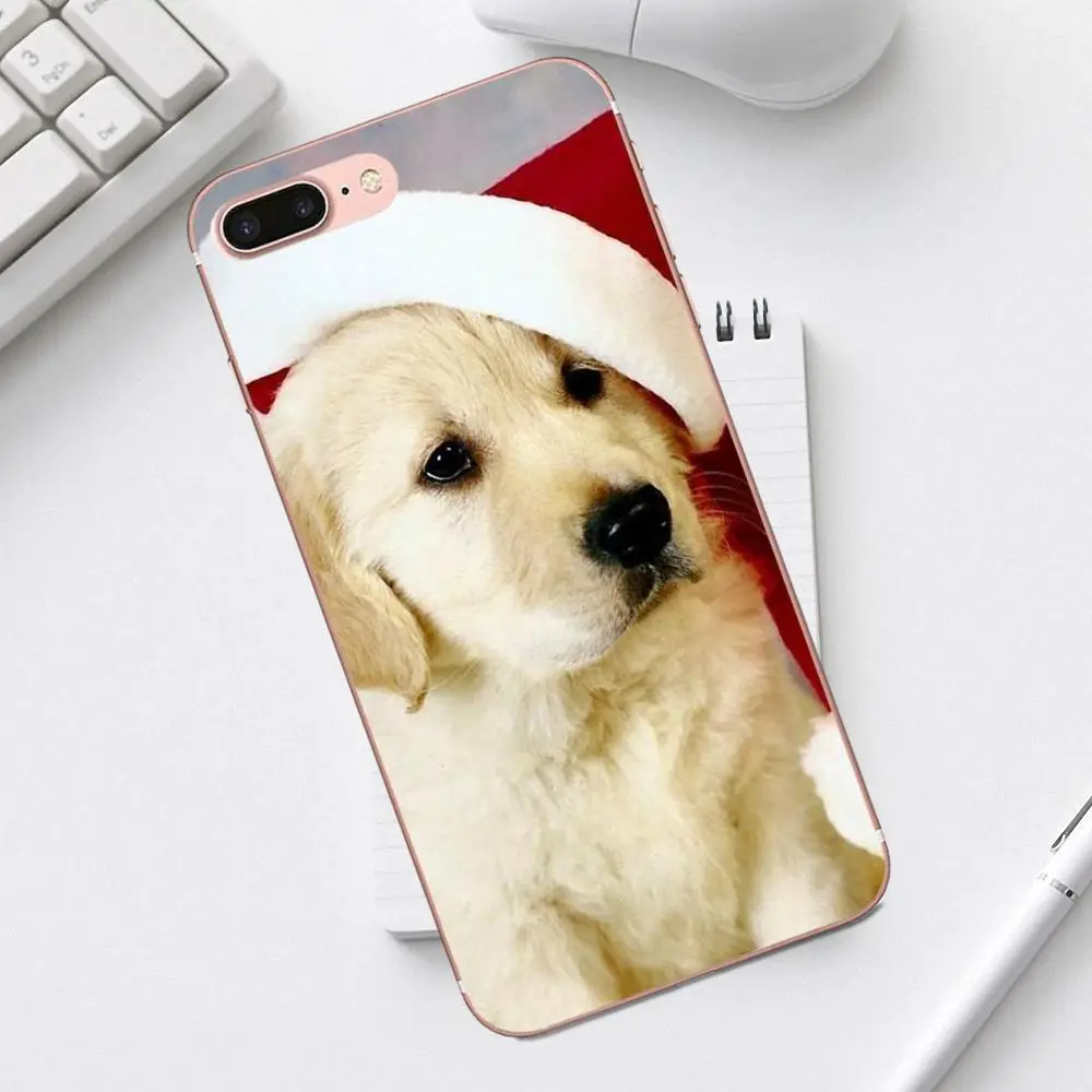 Qdowpz Рождественская собака шляпа для iPhone 4 4S 5 5C SE 6 6S 7 8 Plus X XS Max XR Galaxy A3 A5 J1 J3 J5 J7 2017