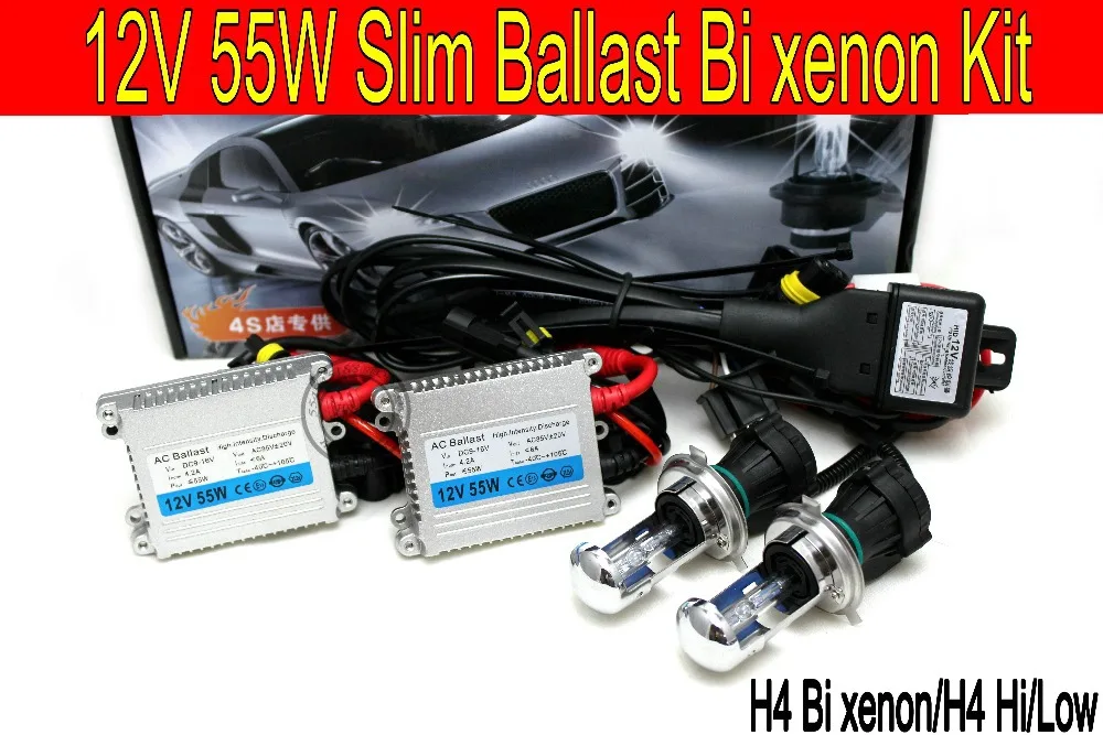 Бесплатная shipping12V 55 Вт H4 высокая/низкая Яркость Ксенон/би ксенона HID Conversion kit 8000 К