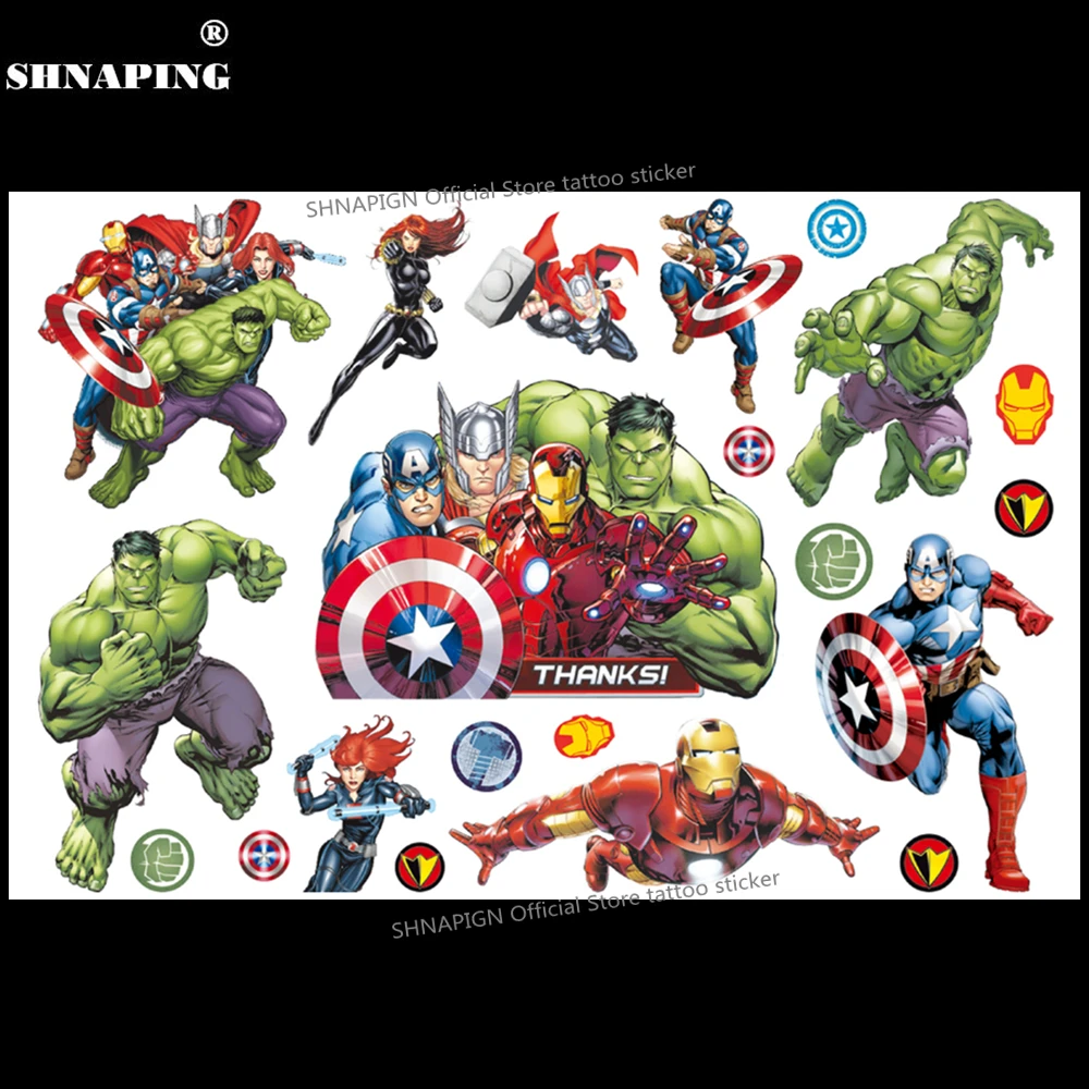 SHNAPIGN Hulk man Детский мультфильм Временная наклейка татуировки модный летний Стиль
