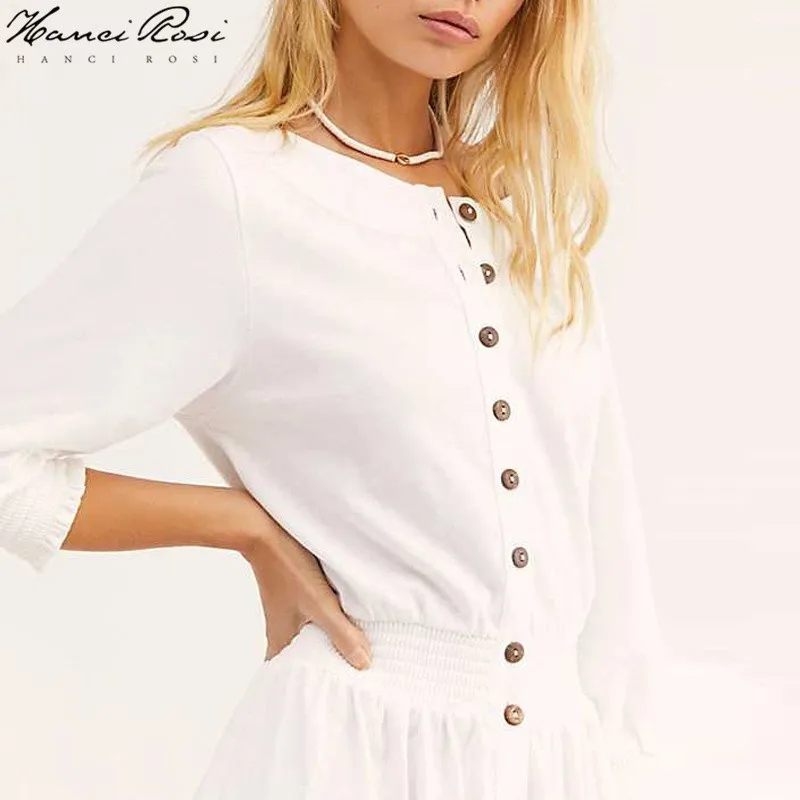 HANCI ROSI летнее платье женское Jurkjes vestidos robe Femme Jurk длинное Jurken платья три четверти
