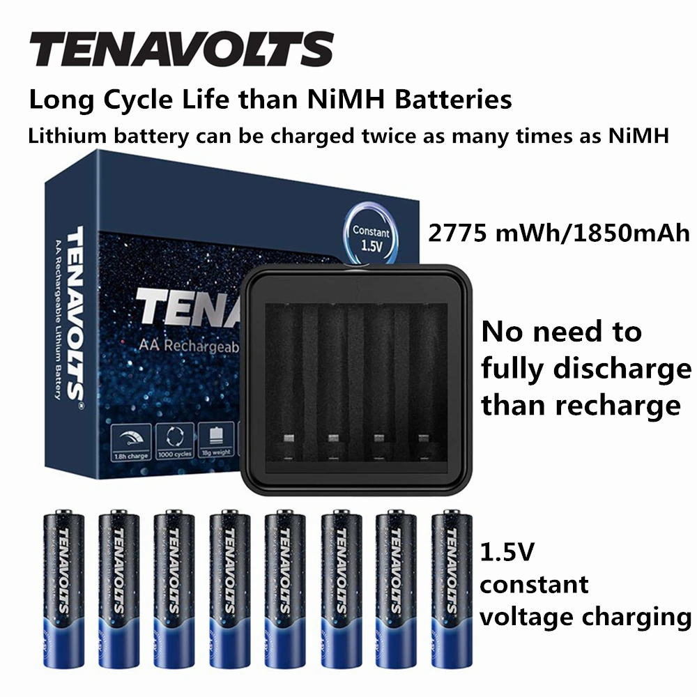 NANFU 8 шт./компл. tenavolts АА перезаряжаемая батарея с зарядным устройством и зарядным устройством 2775 МВтч литий-ионный аккумулятор для предзаряженный 2 abatteries 1,5 V [ру]