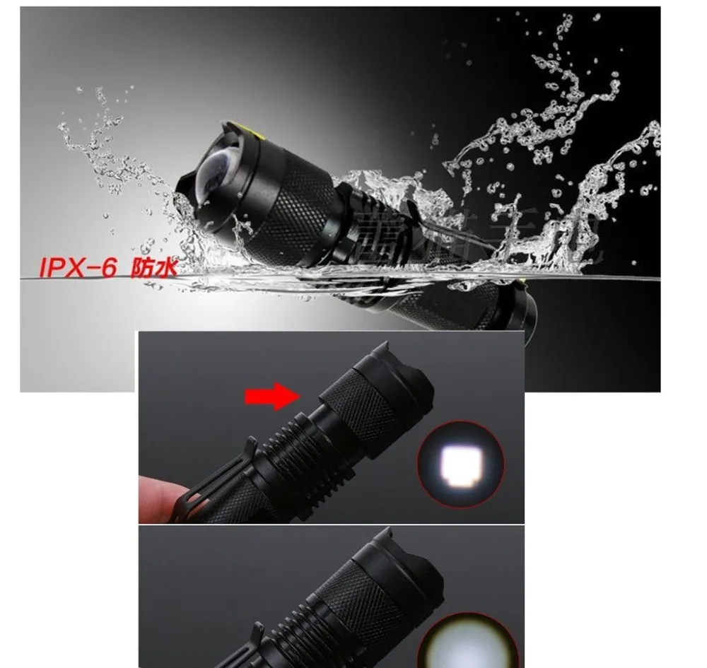 Мини светодиодный алюминиевый фонарик 7 Вт 300LM CREE Q5 фокусирующий масштабируемый